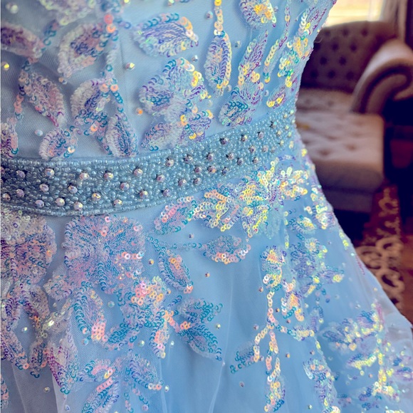 EUC Amarra Tulle and Leaf Lace Embroidered Ball Gown - Picture 8 of 12